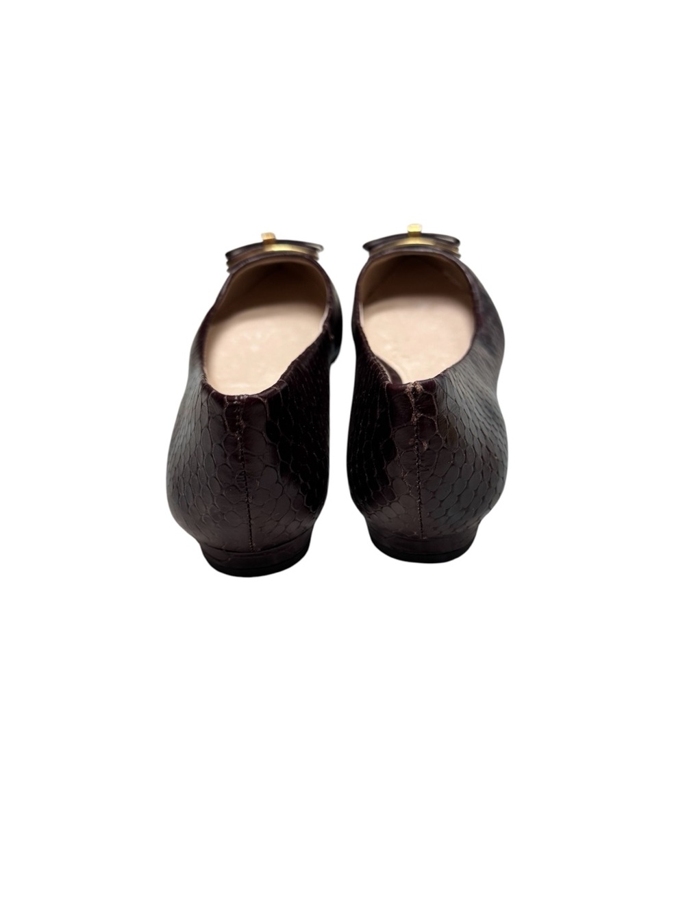 Louise et Cie Lo-Betsie Burgundy Croc Embossed Bow Pointed Toe Flats Size 8 - Picture 6 of 7